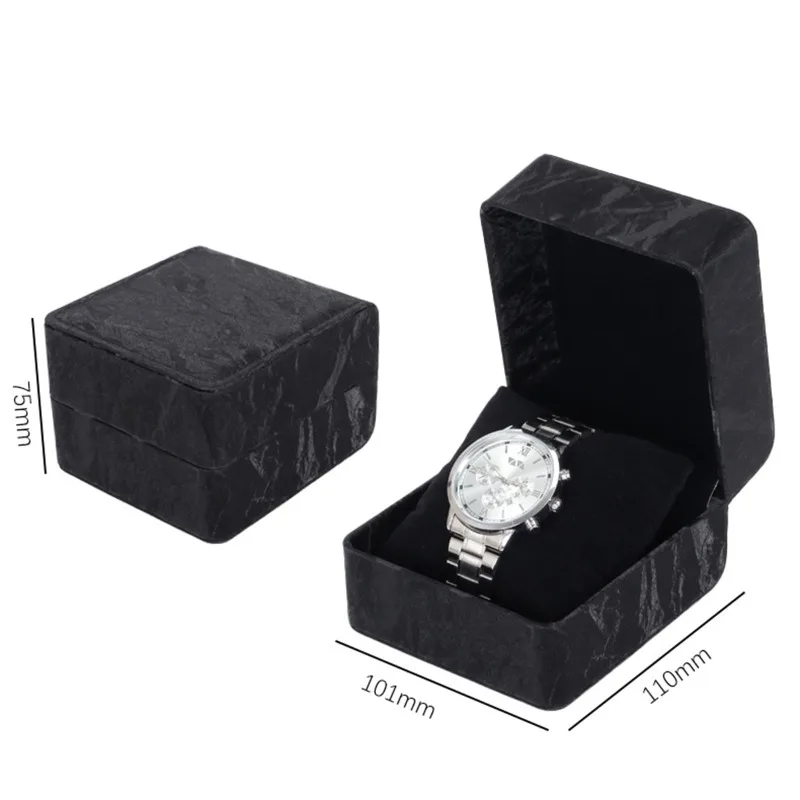 Geschenkbox für Senioren, Einzeluhren mit Kissen, PU-Leder, Armbanduhr-Vitrine, Organizer für Herren, Clamshell-Uhrenabdeckung aus PU-Leder