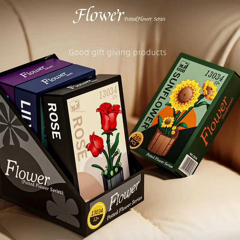 Bloc de construction de fleurs, jouet à fleurs, ensemble de modèles, fleur interne, décoration de la maison, cadeau romantique de bureau pour filles, cadeau pour enfants