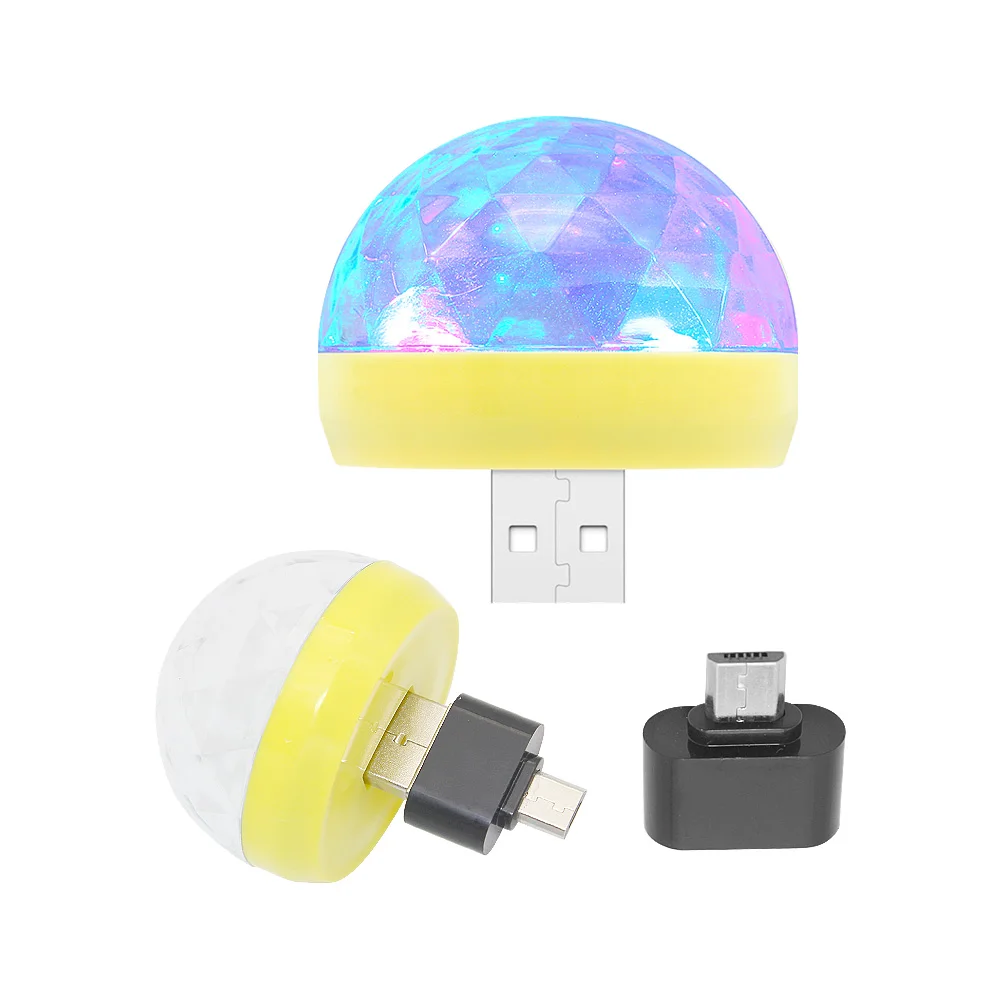 1pcs Micro USB RGB LED Stage Light Bulb Sound Control For Club DJ Disco Party Music Magic Ball Lamp Effect Projector