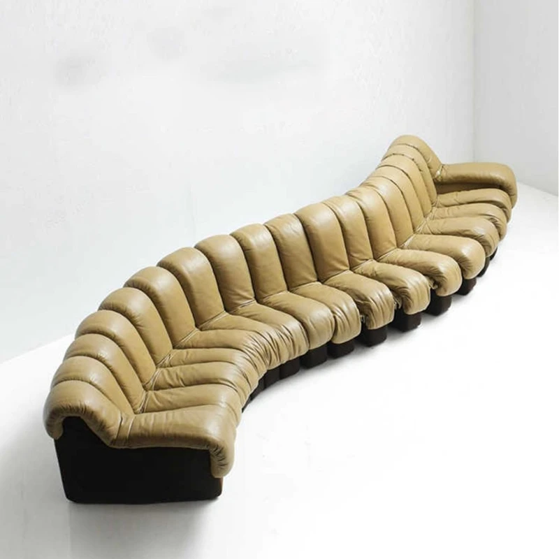 

Minimal snake sofa first layer cowhide living room large apartment villa S-shaped module leather sofa