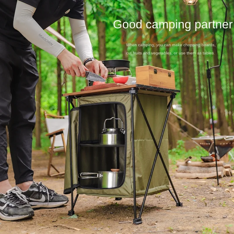 Outdoor folding storage cabinet camping portable multifunctional dual-purpose aluminum camping table