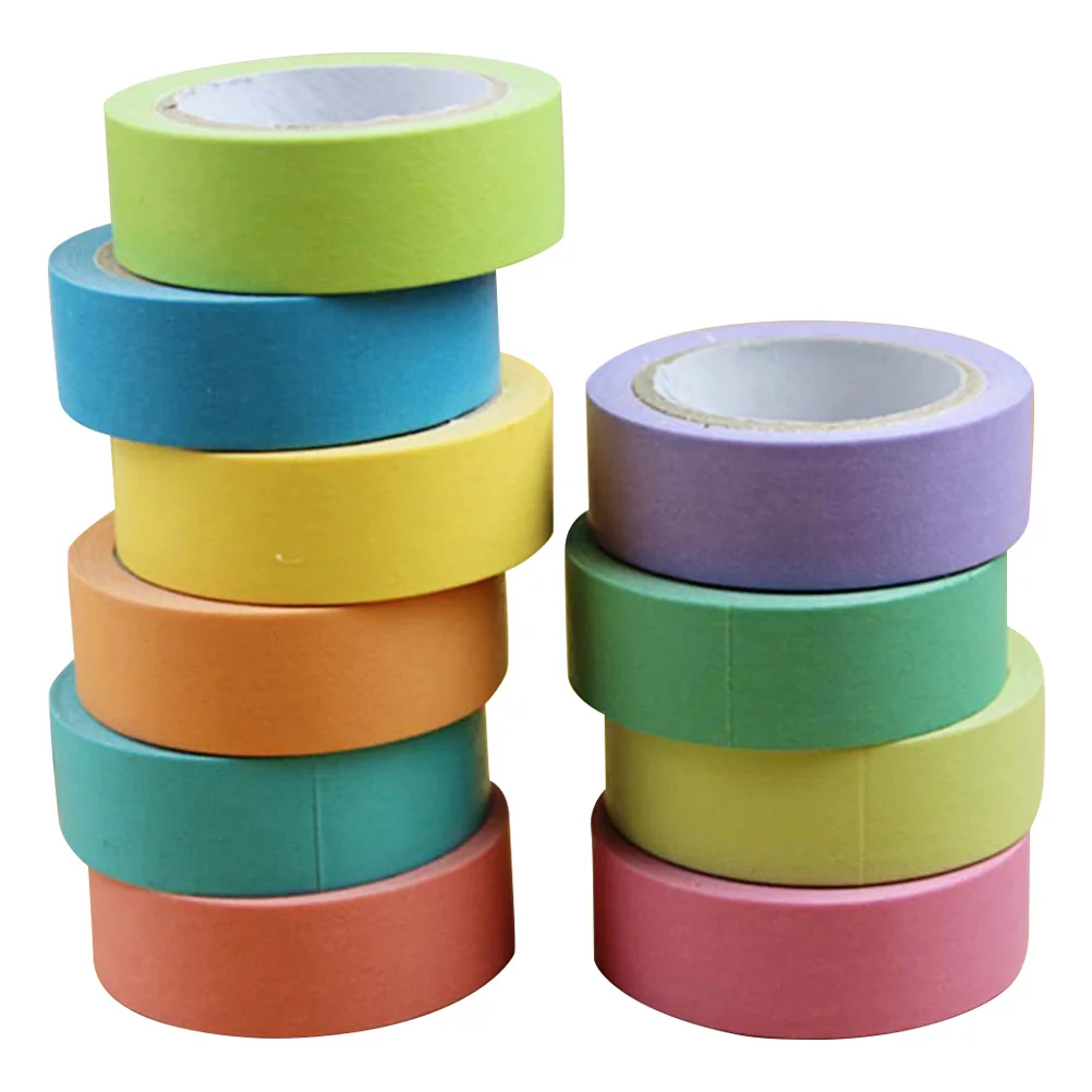 

10 Rolls Hand-Torn Colorful Paper Tape for Scrapbook Gift Wrapping Craft Use Scrapbook Tape Decorative Tapes Album Tapes