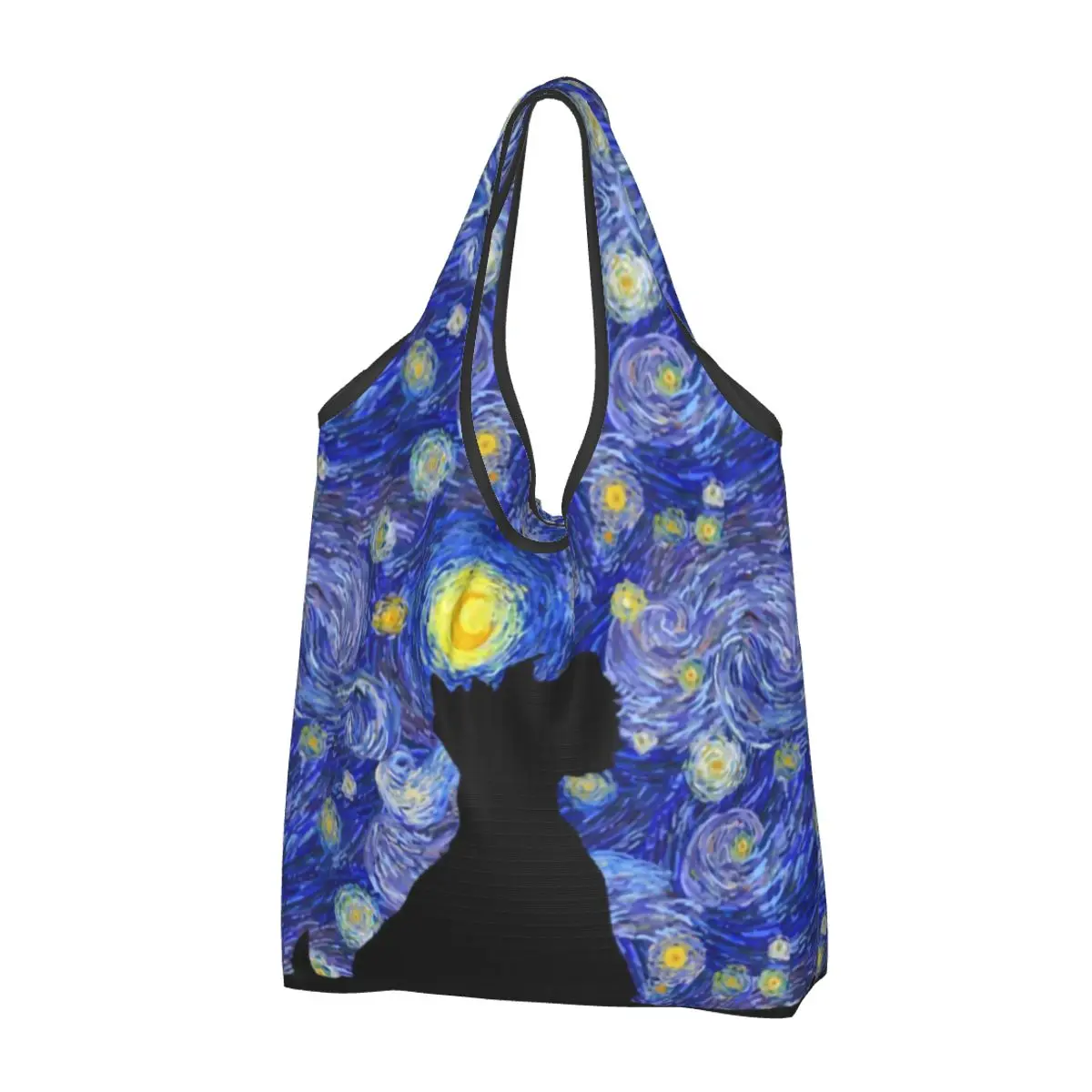 Scottish Terrier Van Gogh Starry Night Groceries Shopping Tote Bags Women Custom Scottie Dog Shoulder Shopper Bag Handbags