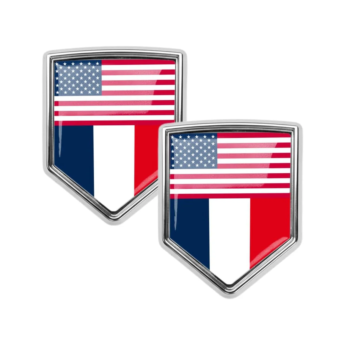 

2pcs USA & France Flag Shield Stickers, 3D Chrome Metal Badge Car Accessories Suitable for Cars, Bicycles, And Bumpers.