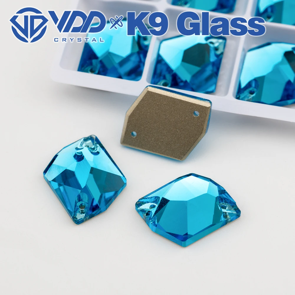 VDD S116 Aqua Blue Cosmic K9 Glass Sew On Rhinestones Sewing Flatback Special Shape Stones For Clothes Decorations Wedding Dress