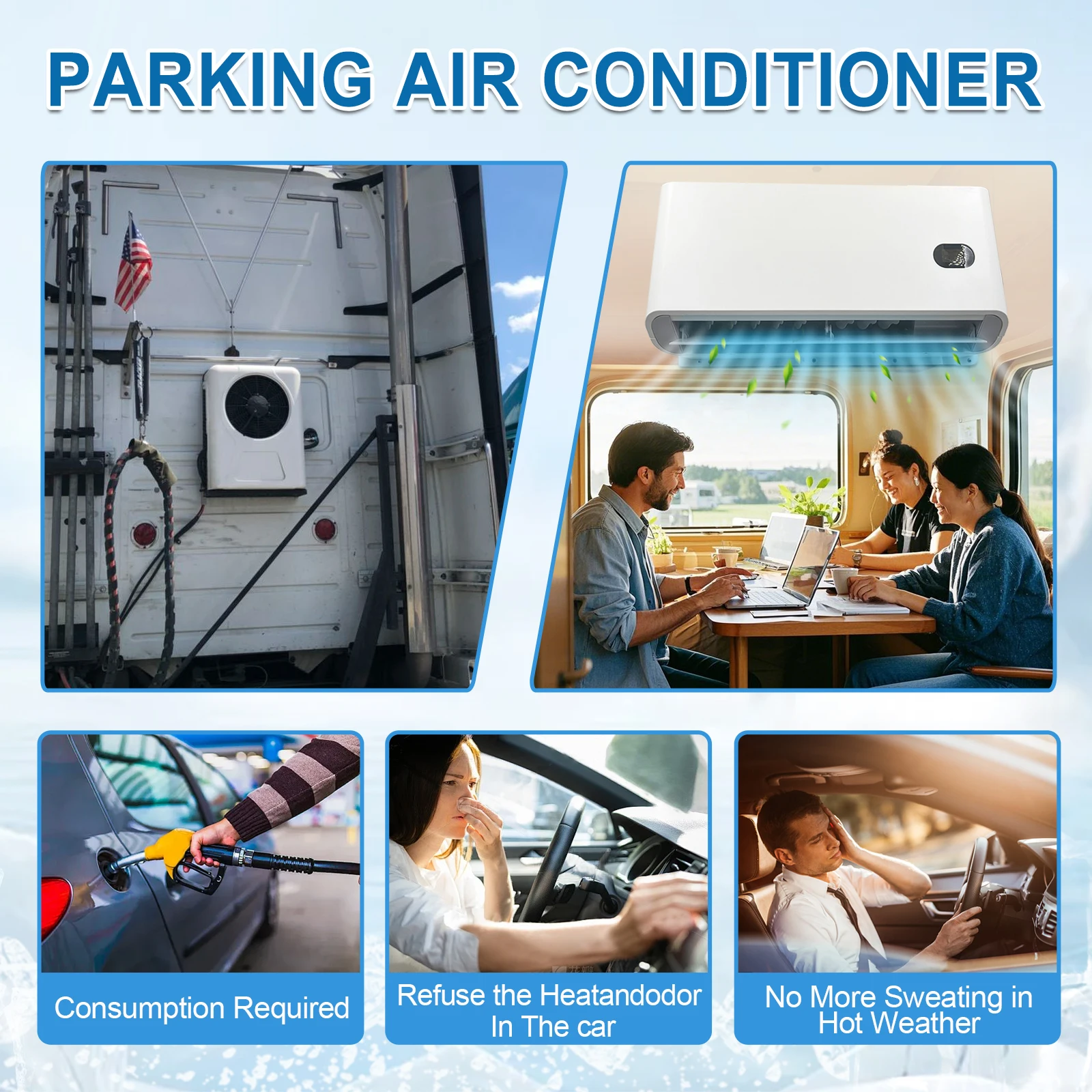 Treeligo 2025 10500BTU 12 فولت سيارة كهربائية وقوف السيارات تبريد مكيف الهواء 24 فولت سبليت الهواء وحدة التيار المتردد لشاحنة قافلة شاحنة تخييم RV #5