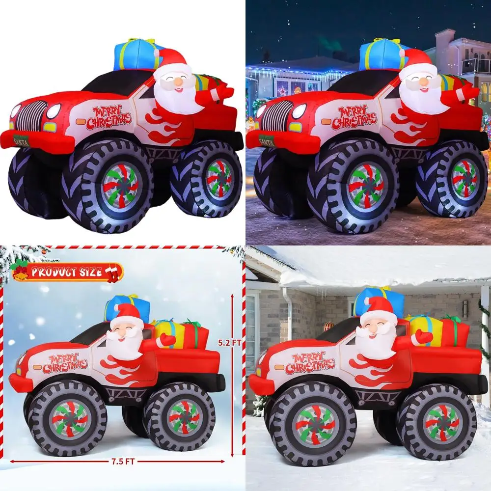 

7.5ft Santa's Truck Inflatable with Presents and Built-in Lights for Outdoor Christmas Yard Decorations