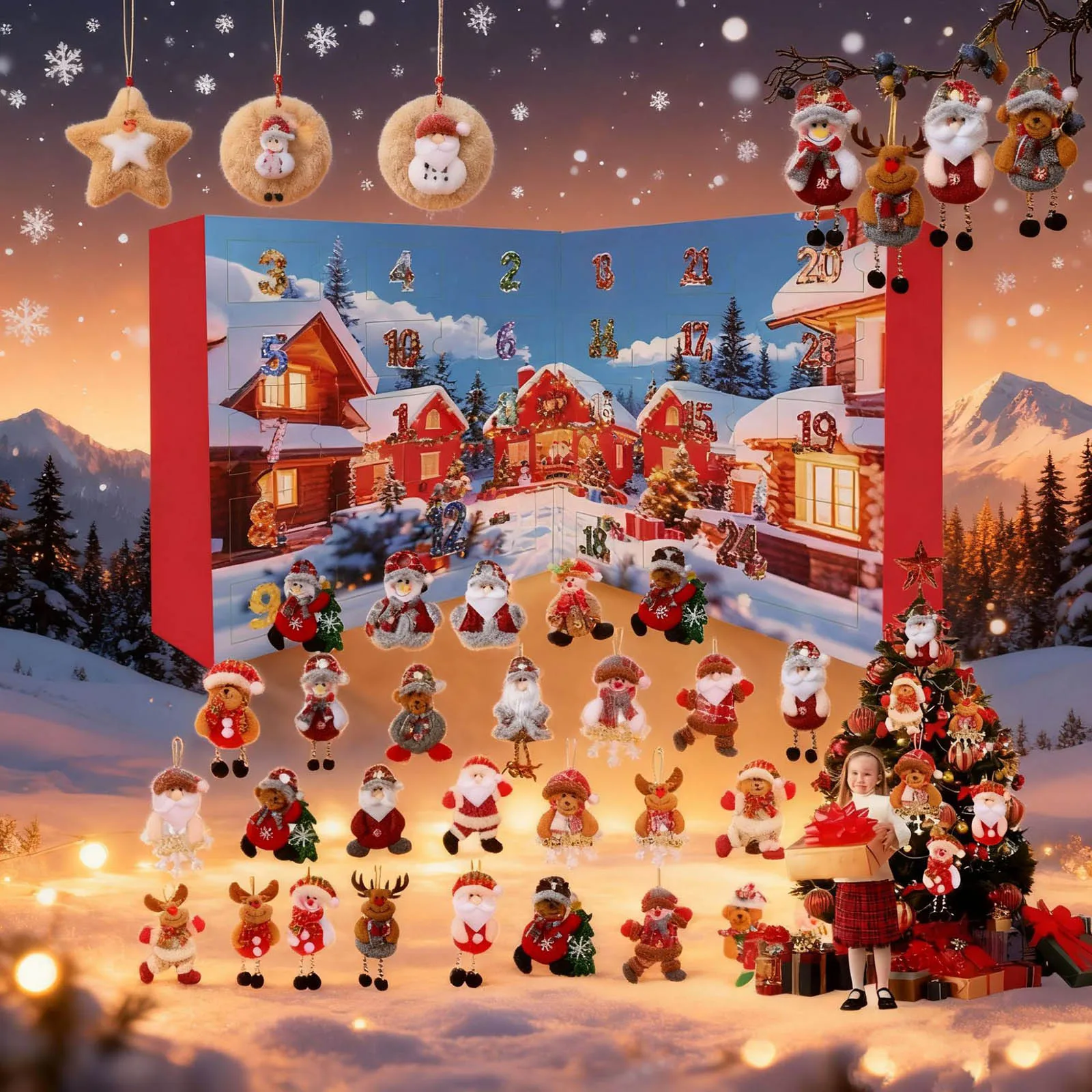 2025 أطفال عيد الميلاد العد التنازلي لطيف الاكريليك صندوق معلق للعائلة والأصدقاء شجرة عيد الميلاد الشنق عرض لوازم عيد الميلاد #4