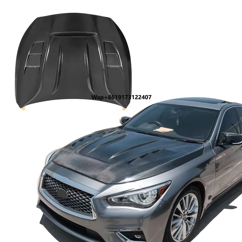 

Wholesale Customized 3K Homeycomb Front Real Carbon Fiber Bonnet Hood for Infiniti Q50 2019 2020 Carbon Engine Hood Upgrade