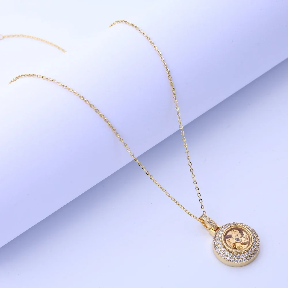 Collana con ciondolo rotante con diamanti intarsiati di ispirazione vintage - Decorazione di gioielli unisex per uomini e donne