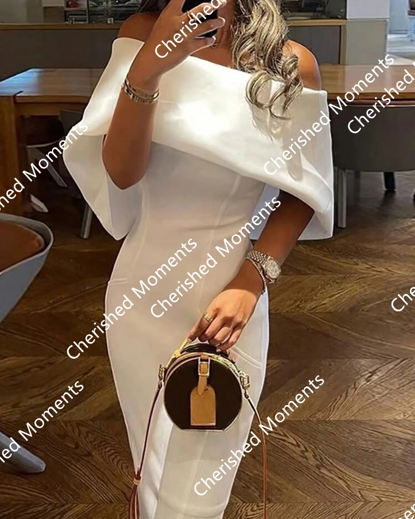 

Elegant Women Satin Prom Dress With Bow Ruffle Scarf Off Shoulder Cape Evening Gown vestidos fiesta elegantes 2024 فساتين سهرة