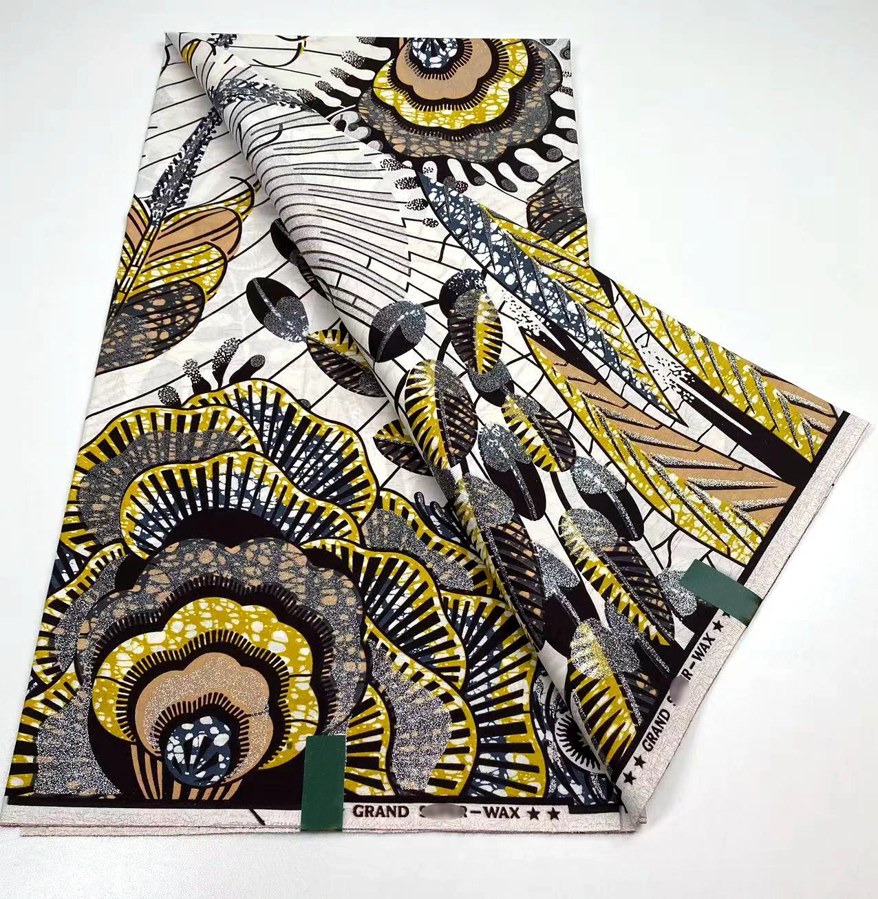 قماش شمع أنقرة حقيقي عالي الجودة لعام 2025 100% قطن 6 ياردات قماش مطبوع ذهبي نيجيري غانا لفستان الحفلات النسائية #5