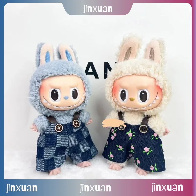 

Suitable For 17cm Labubu Baby Clothes, Accessory Replacement, Party Print Denim Overalls, Only Doll Clothes, Holiday Gifts