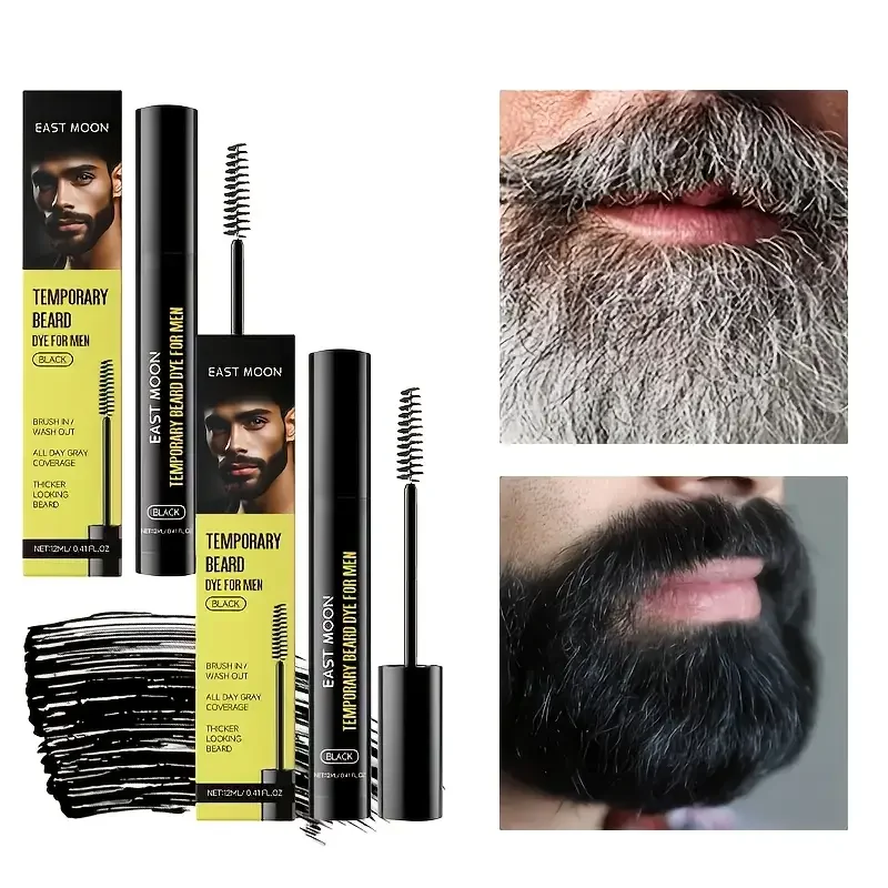 Black Beard Filler Men'S Beard Eyebrow Dye Natural WaterPoof Long Lasting,Bleaching Thick Cover Facial Hair and Moustache Makeup