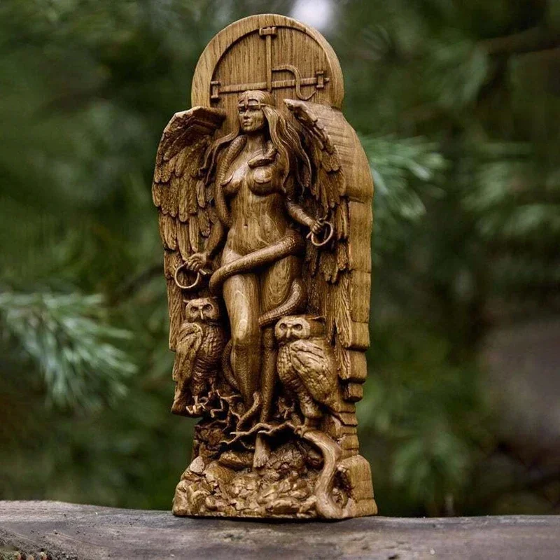 

God Altar Figurines Resin Sculpture Crafts Greek Owl Goddess Statue Temple Garden Ornaments Retrol Home Room Decoration Gift