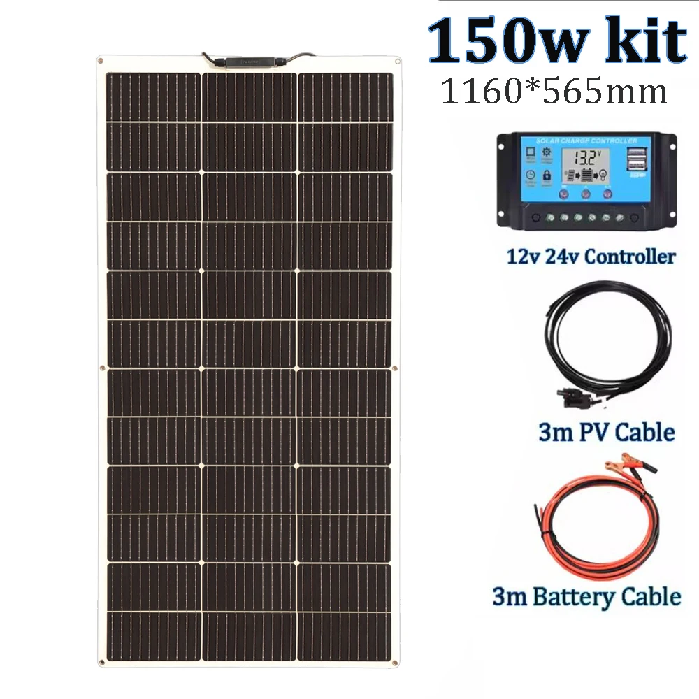 300w 150w flexibele zonnepaneel kit fotovoltaïsche paneel 12v acculader systeem voor thuis camper boot RV balkon EU magazijn DHL verzending