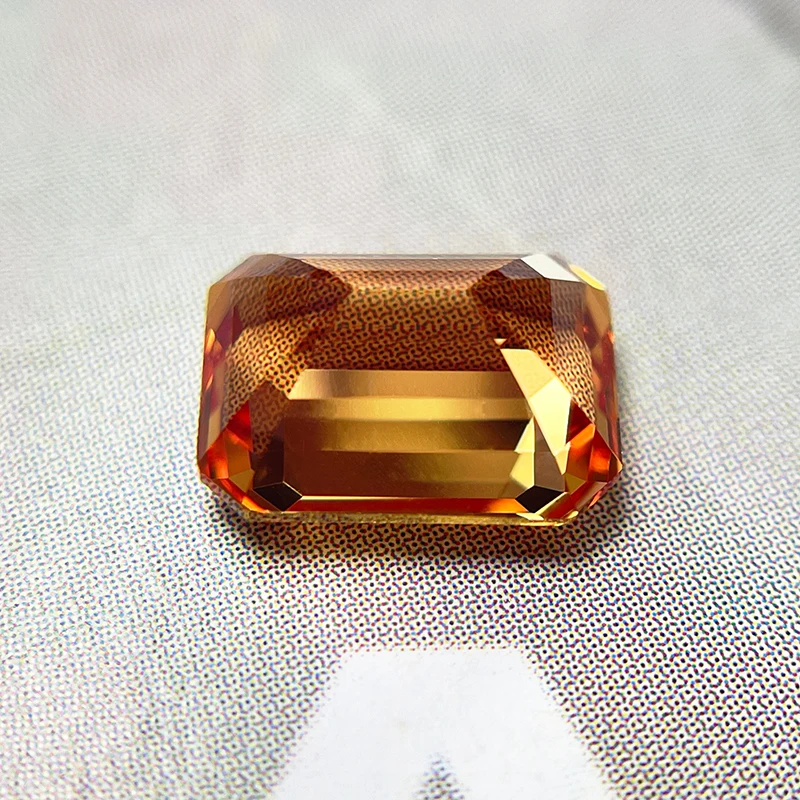 Hot Sell Lab Grown Sapphire Emerald Cut Sunset Orange Color Charms VVS1 Selectable AGL Certificate beads for DIY Jewelry Making