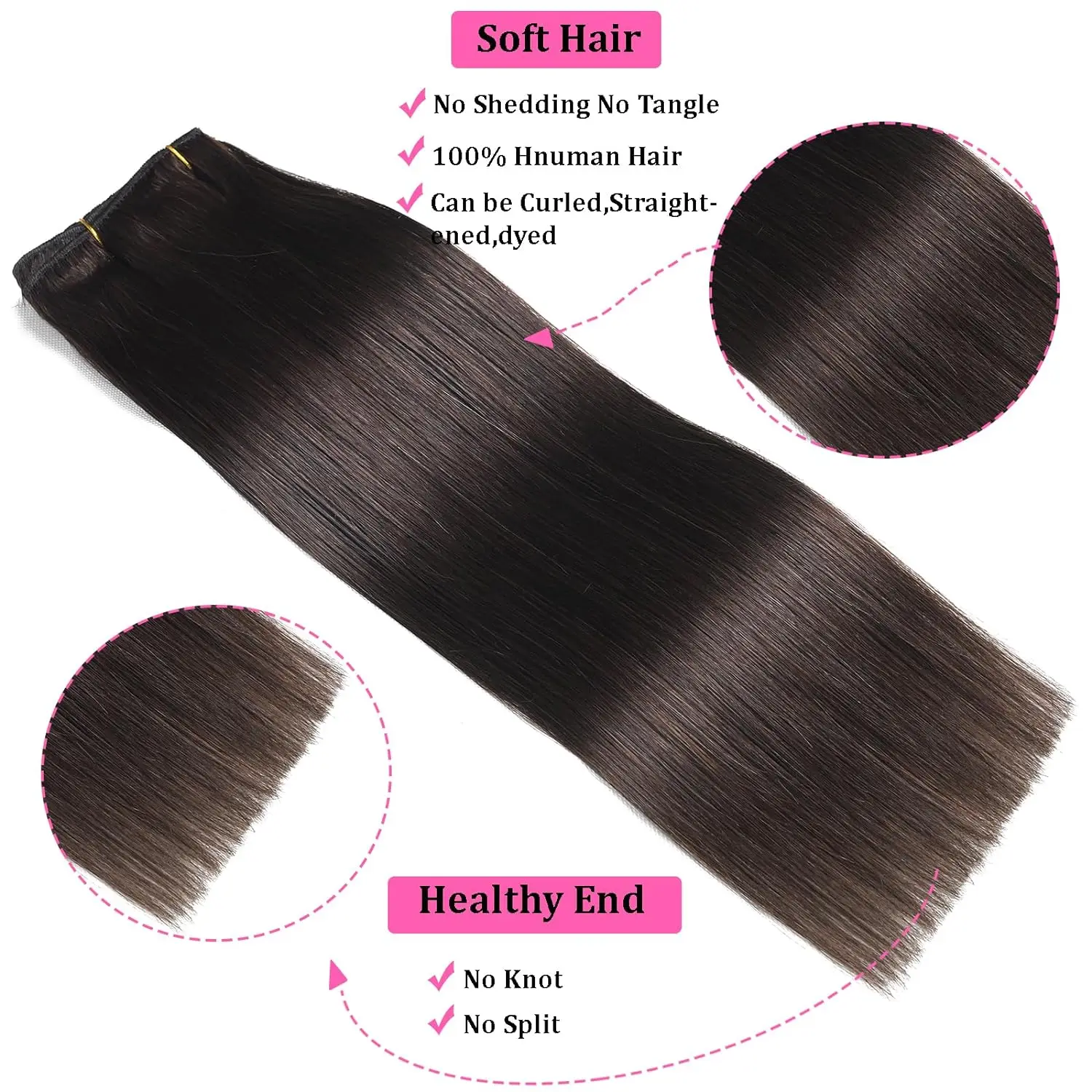 120 Grams Clip In Hair Extension 100% Remy Human Hair Dark Brown Clip-On HairPiece Full Head 12-22 Inch For Salon Supply