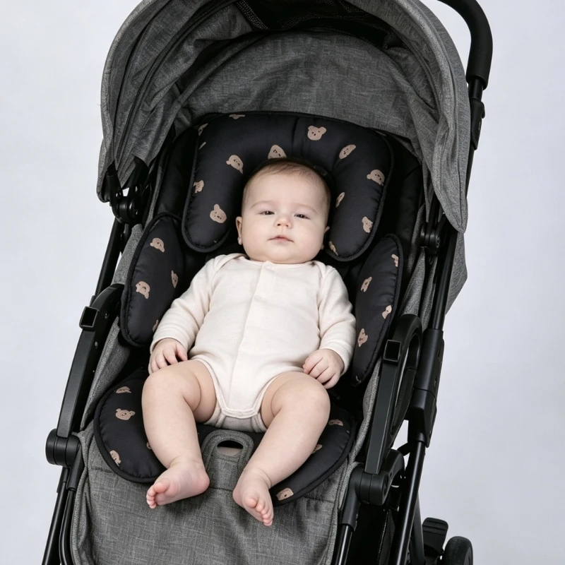 Reversible Infant Travel Pad with Smooth and Dotted Fabric Textures, Soft Fill, and Removable Parts for Car Seats 15UB