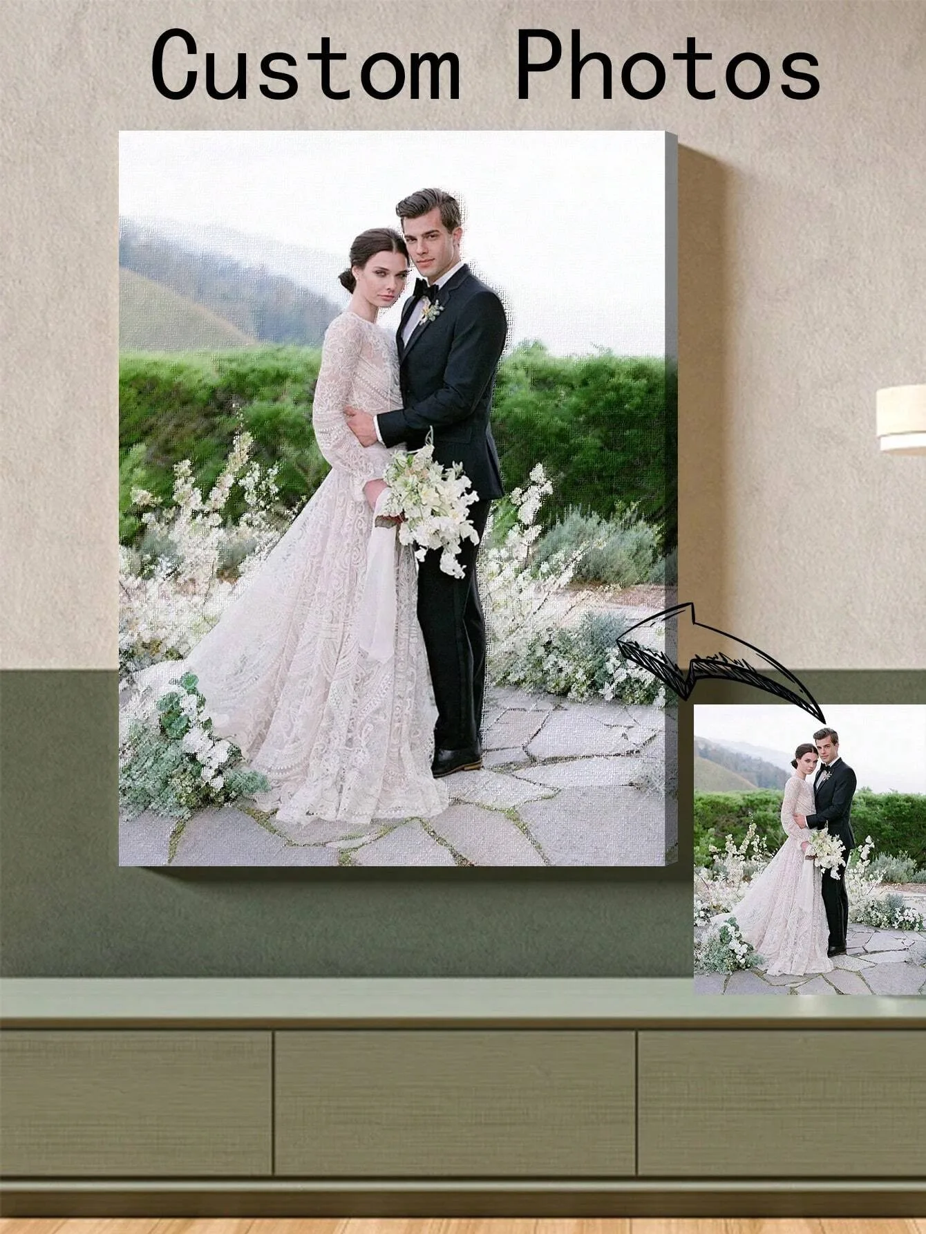 Custom Photo Canvas Poster Personalized Wall Art with Optional DIY Wooden Frame Couple's Gift Anniversary Gift