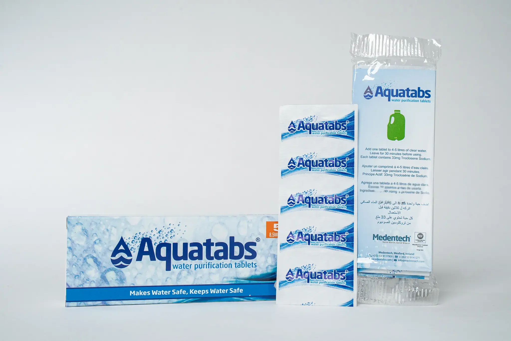 Water purification tablets - travel - mountain sports - outdoor - emergencies - survival - aquatabs