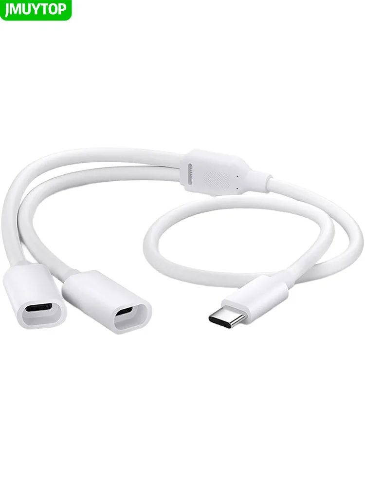 JMUYTOP 40cm Outdoor Double Solar panel Camera Charging Cable 5v 2A Solar Powered Security Camera Power Cable Type C Splitter