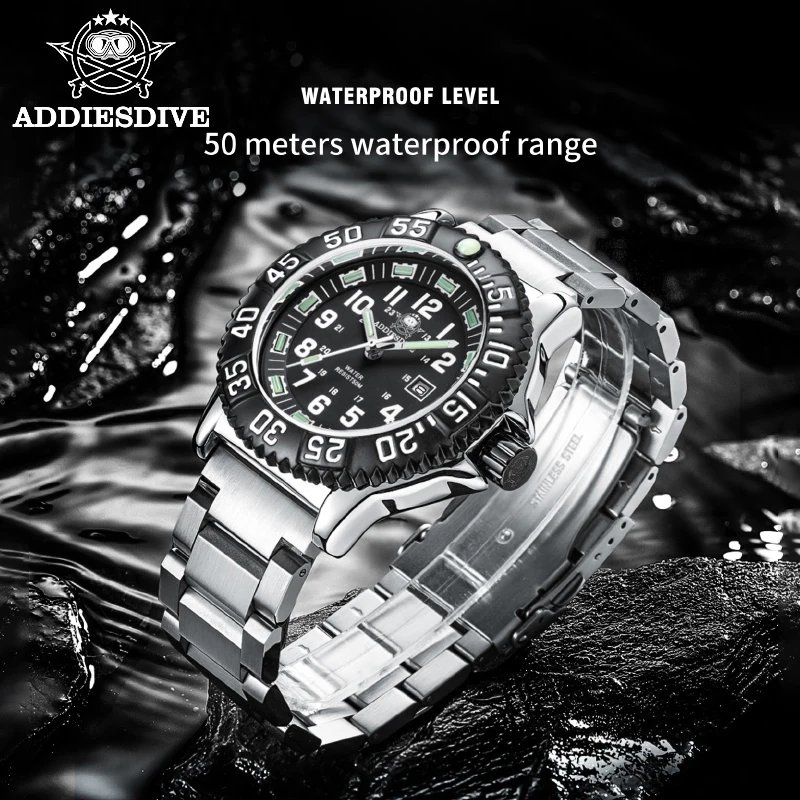 ADDIESDIVE Fashion Men's Analog Watches 50m Waterproof Luminous Tube Nylon Sports Men Military Wristwatches Quartz Watch For Men