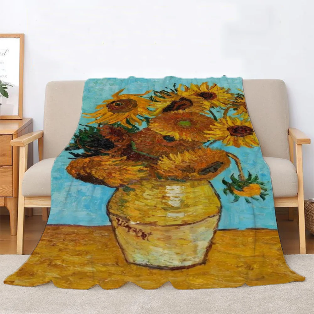 Van Gogh Custom Blankets & Throws Bed Throw Blanket King Size Beach Towel Home Interior Microfiber Bedding Knitted Plaid Knee &