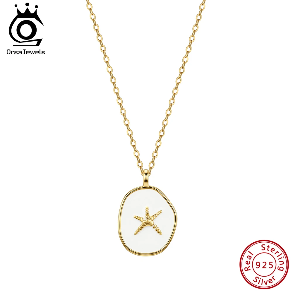 

ORSA JEWELS Подвеска-колье из стерлингового серебра 925 пробы с нерегулярным дизайном, простая цепочка-чокер с звездой и морской звездой, летний модный аксессуар, ручная работа, подарок SAPN61