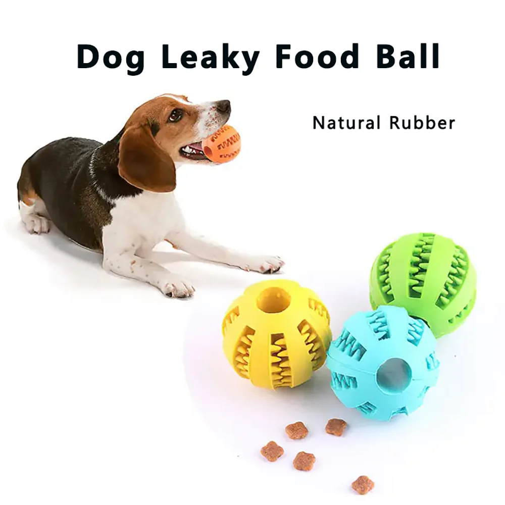 Dog Treat Dispensing Ball - Natural Rubber Chew Toy for Teeth Cleaning, Elastic Interactive Puzzle Toy to Relieve Boredom