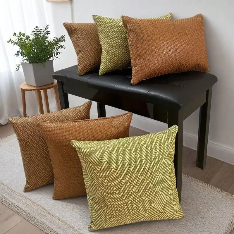 Summer Rattan Cool Throw Pillow Cover Sofa Backrest Cushion Cover 40x40 45x45 50x50 Car Living Room Bedside Backrest Pillowcover