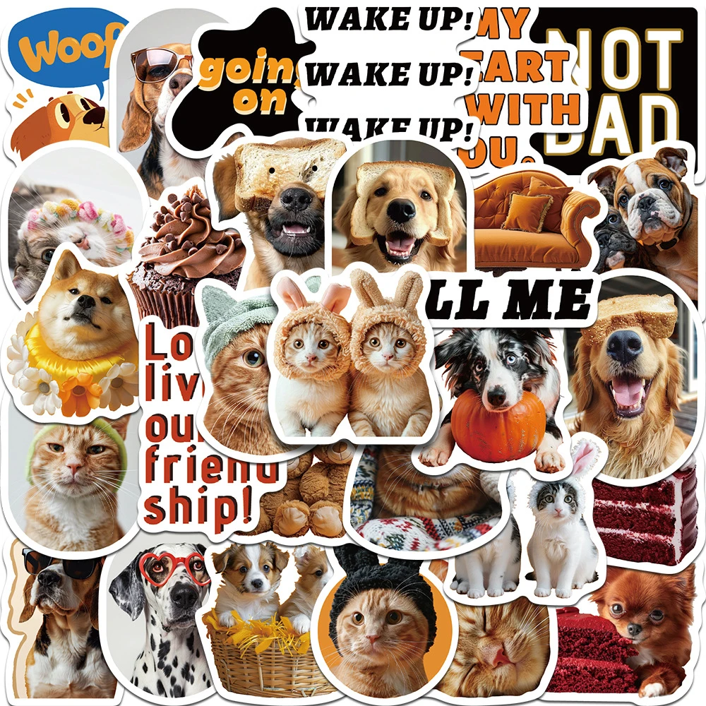 

10/30pcs Kawaii Animal Cat Dog Stickers Cute Cartoon Decals Decoration DIY Phone Motorcycle Suitcase PVC Sticker Fun for Kid Toy