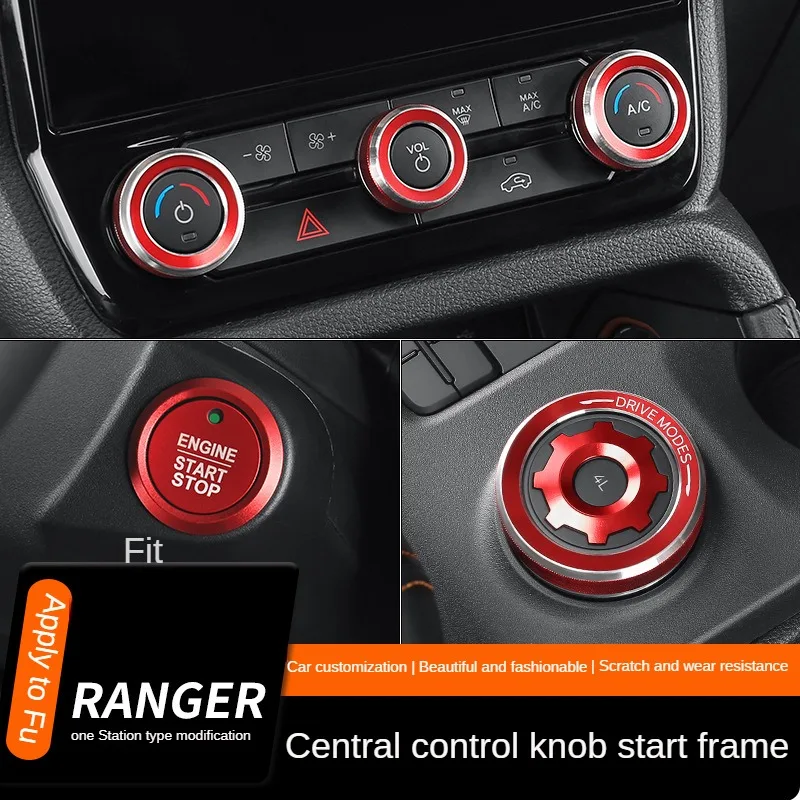 

Car central control air conditioning audio knob RANGER gear one-click start Interior accessories 7pcs for 23-24 Ford Ranger