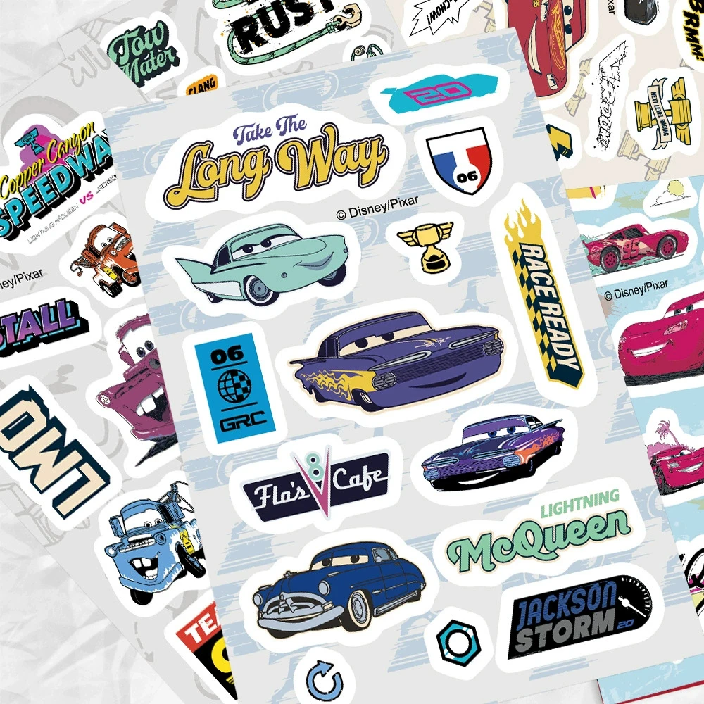

8/16sheets Anime Disney Cars Cartoon Stickers Cool Lightning McQueen Decals DIY Notebook Phone Stationery Funny Graffiti Sticker