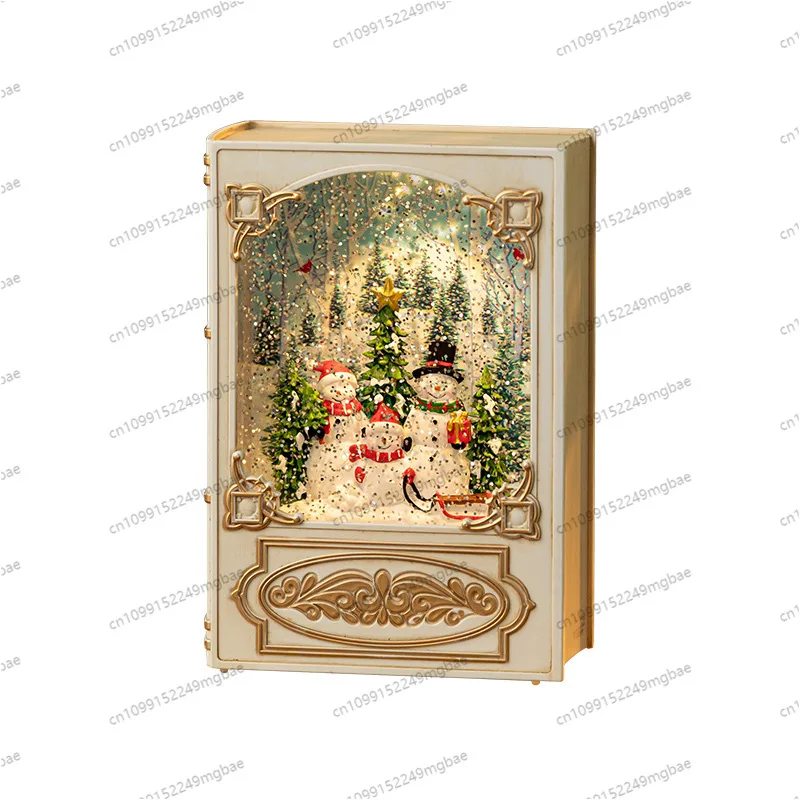 Christmas wind lantern gift book night light old man music box music box snow crystal ball