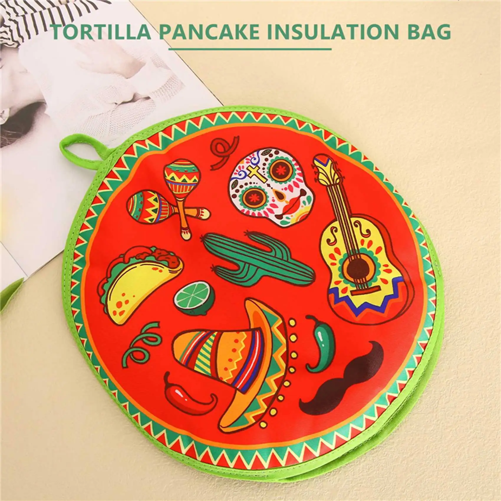 حقيبة قماش مقاس 12 بوصة لبوريتو، حقيبة محمولة لتدفئة التورتيلا للمنزل لمطعم الميكروويف فطيرة الطعام، A HY