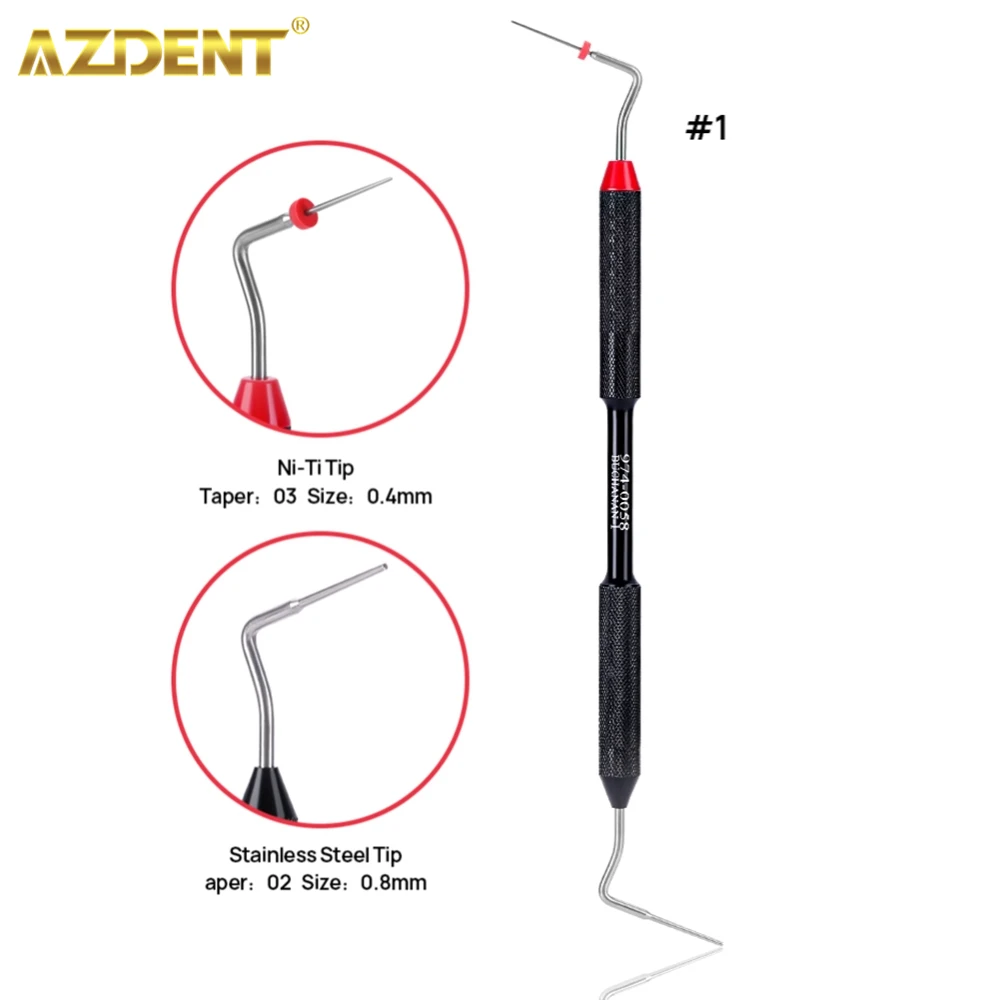 AZDENT Dental Buchanan Hand Plugger Endo Root Canal Fill Instrument NITI Tip Size #0 #1 #2 Dentistry Tool Basic Instruments