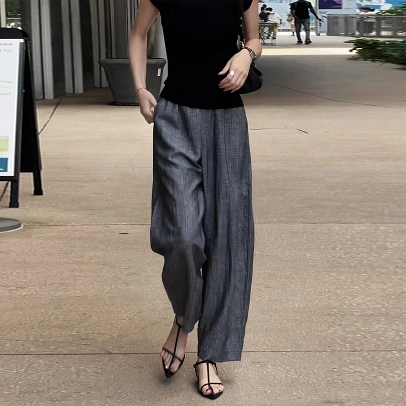 Loose Wide Leg Casual Pants Summer plus Size Comfortable Lazy Women's Jeans High Waist Straight Cut for Heavy MM up to 200 Po... 3