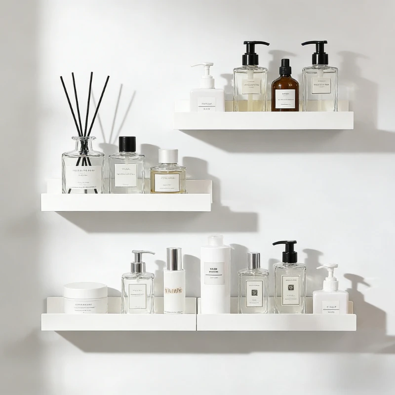 Badezimmerregal ohne Bohren, wandmontiertes Eck-Duschregal, ABS-Kunststoff-Aufbewahrungsregal für Toilette, Shampoo, Küche, Badezimmer-Organizer