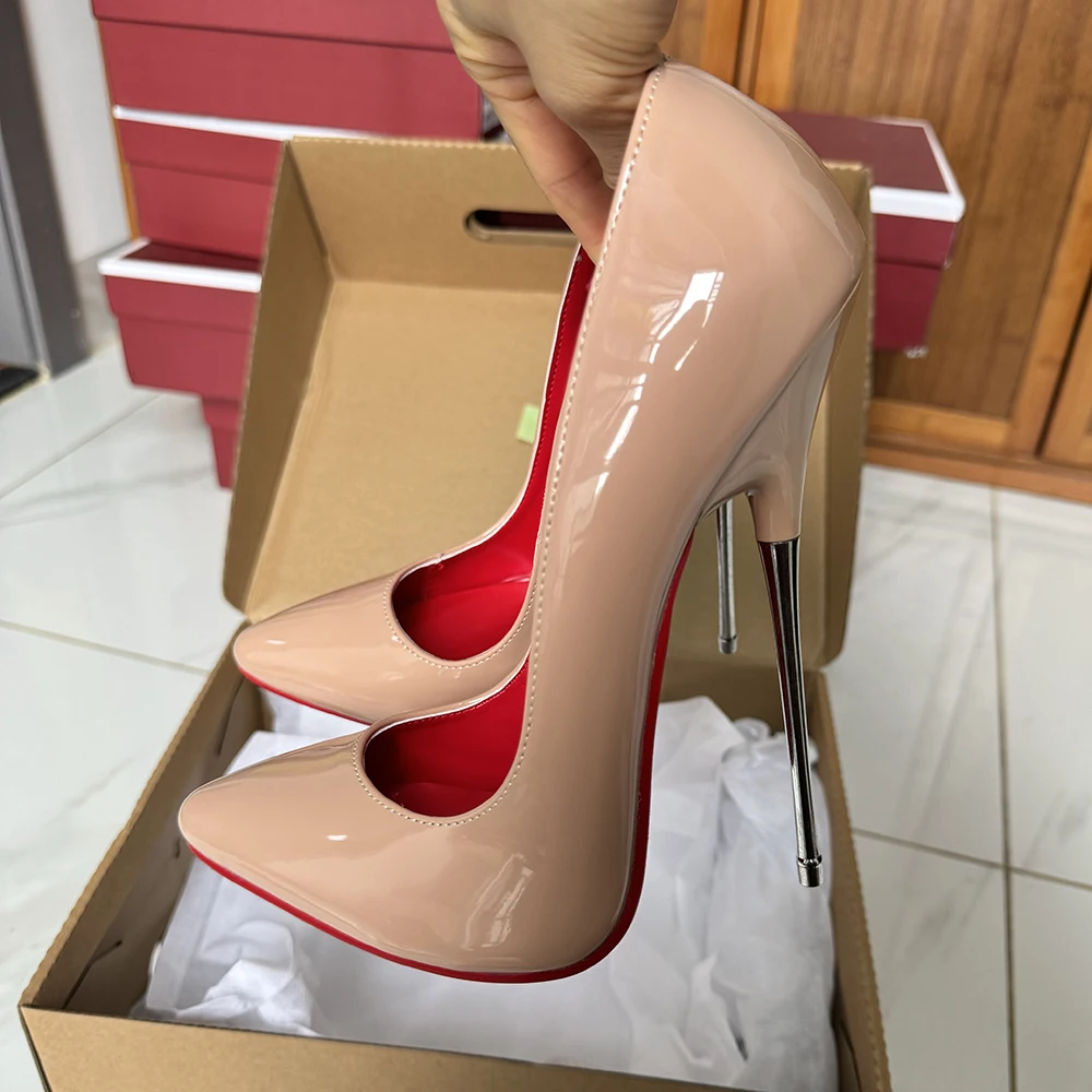 Customize 16cm Extreme Sexy High Heels Stilettos Glossy Nude Black Pumps Cross Dresser Fetish Show Catwalk Unisex Shoes Big Size