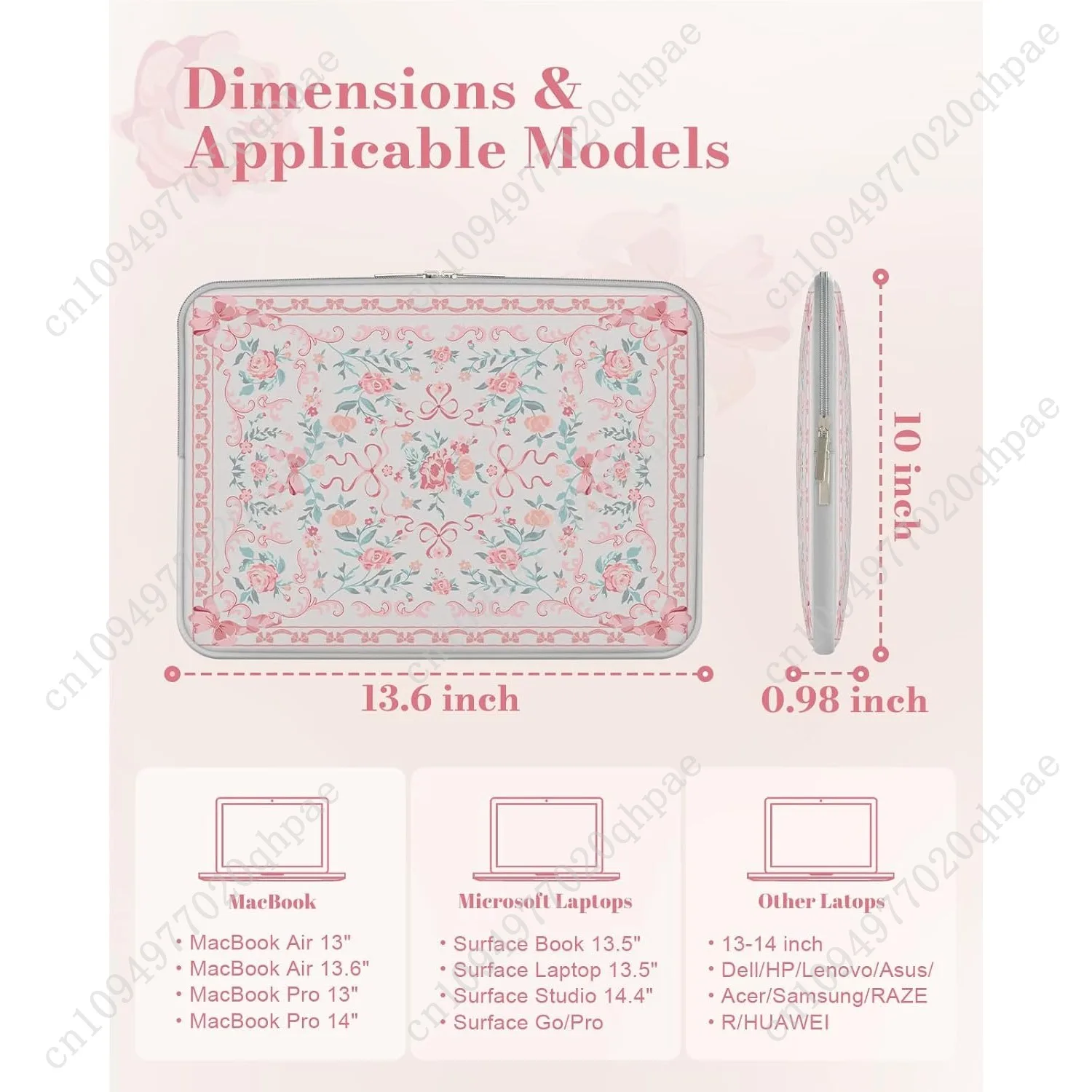 حافظة كمبيوتر محمول iCasso مقاس 13 بوصة لجهاز MacBook Air 13-13.6 بوصة، حافظة كمبيوتر محمول لطيفة لجهاز MacBook Pro مقاس 13 بوصة 14 بوصة، حماية رفيعة