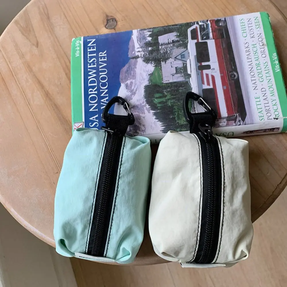 Portable Nylon Cloth Coin Purse Solid Color Korean Style Zipper Small Item Bag Large Capacity Lightweight Cosmetic Bag Travel