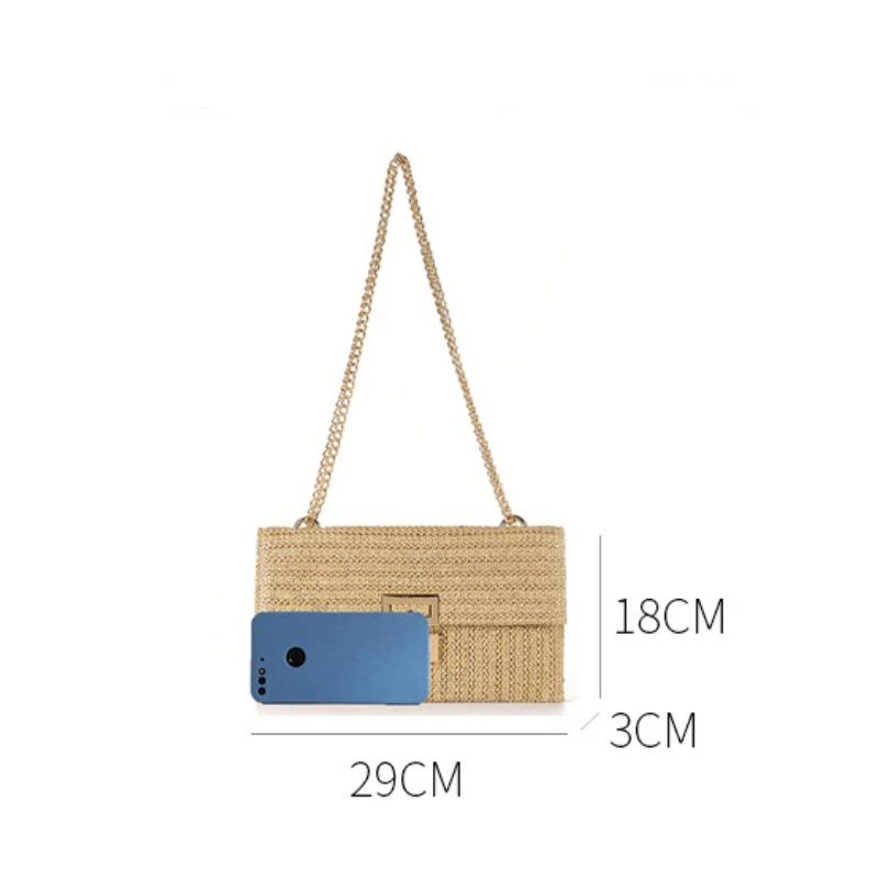 Casual Twist Lock Female Straw Bag For Women Lightweight Colorful Fashion Shoulder Woven Bag Vacation Style Crossbody Bags