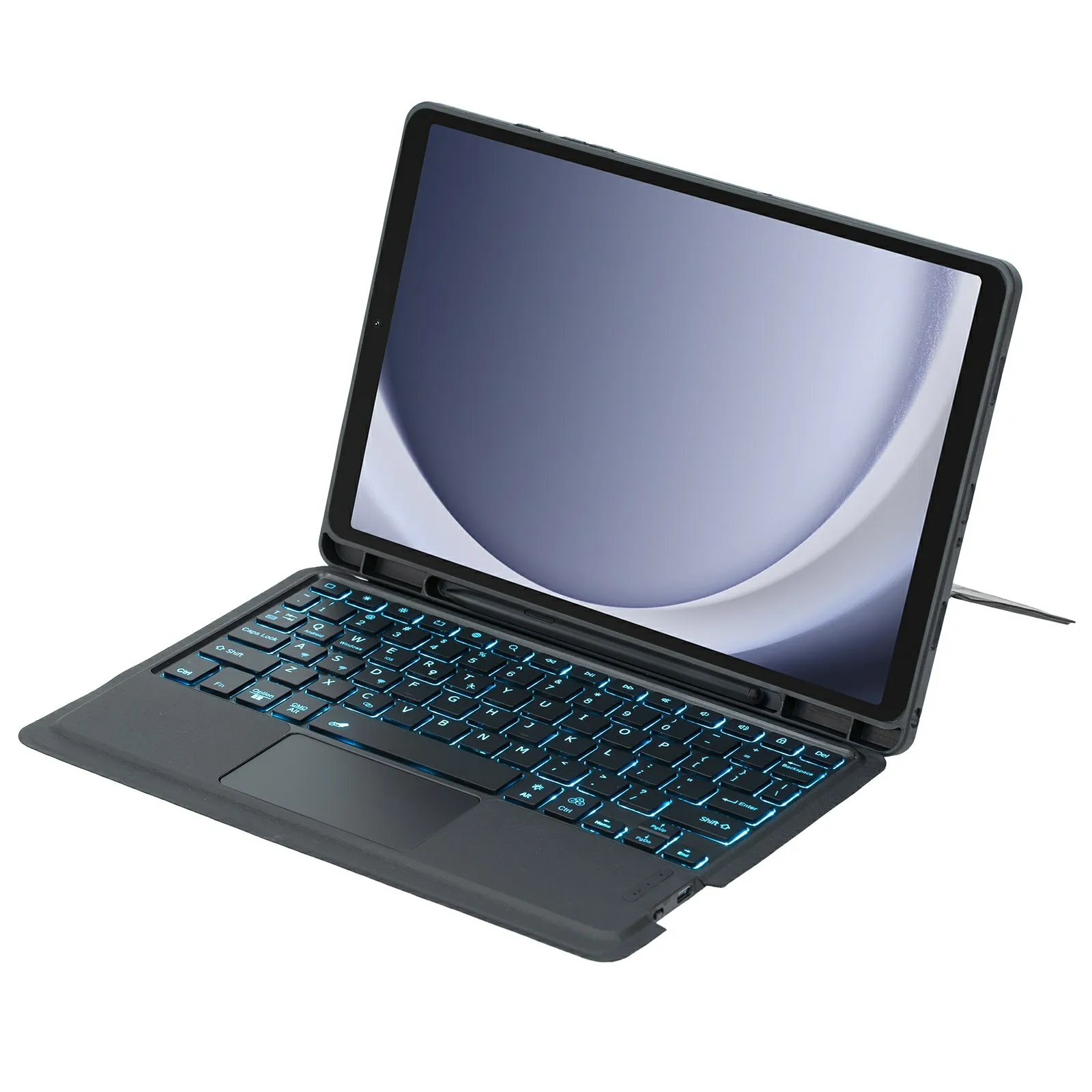 

For Samsung Galaxy Tab A9+ X210 / X215 / X216 Floating Bluetooth-compatible Keyboard Stand Case with Backlit - Black