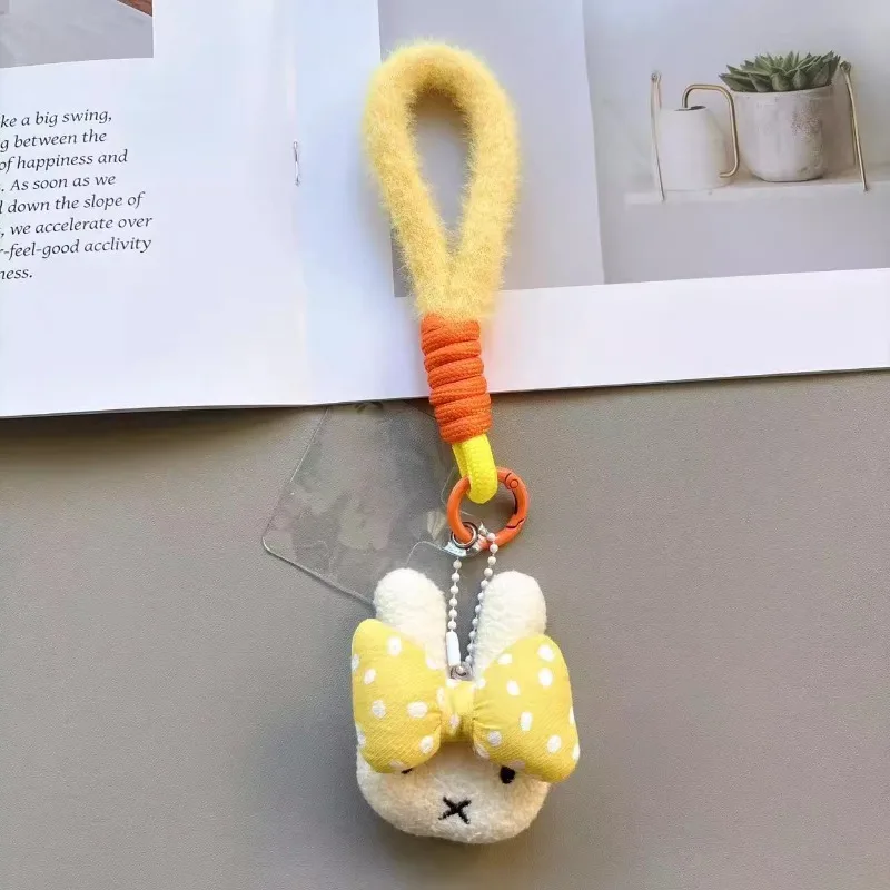 Porte-clés pendentif en peluche Miffy mignon, lanière de téléphone portable, bijoux de poupée en peluche, pendentif de sac à dos, cadeaux d'anniversaire pour garçons et filles