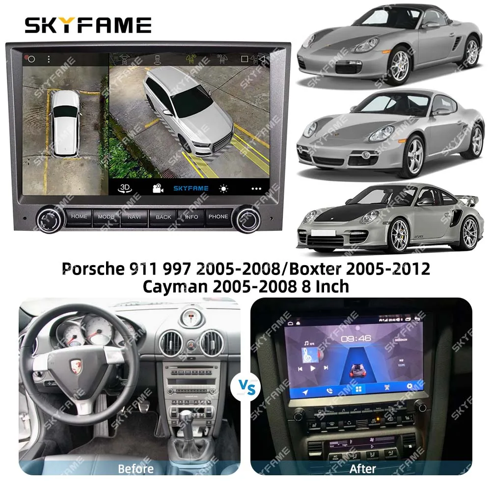 إطار SKYFAME-محول Fascia ، جهاز فك ترميز صندوق Canbus ، راديو أندرويد ، طقم لوحة تركيب لوحة ، Porsche ، Box ، Cayman