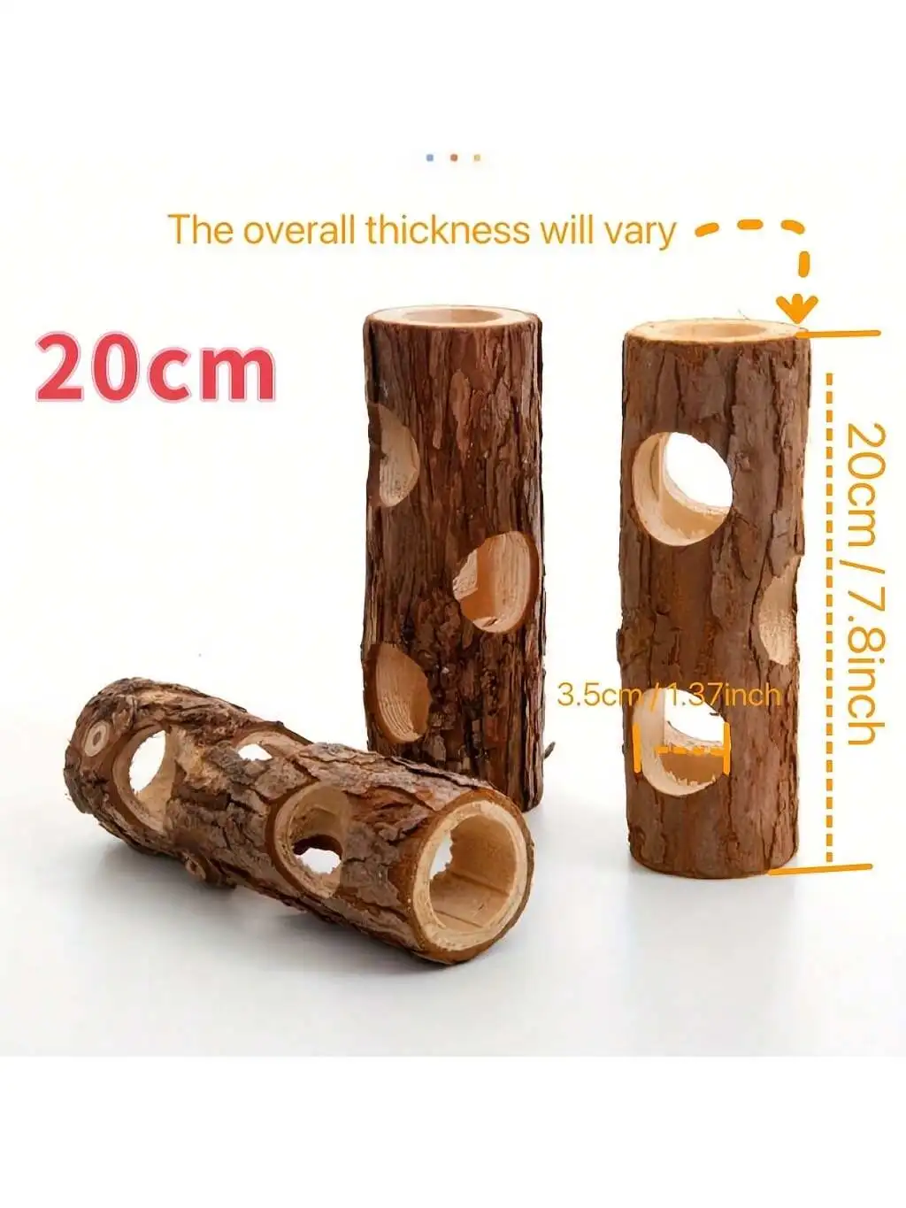 Image 4: Tunnel cachette pour Hamster en bois naturel, 20cm, 15cm, maison pour animaux de compagnie, avec trous, Cage pour petits animaux, accessoires pour Hamsters, gerbilles