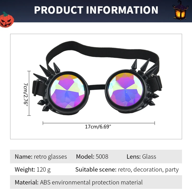 1pc Steampunk Goggles Sunglasses Men Women Kaleidoscope Glasses Rave Festival Holographic Retro Party Cosplay Goggle Eyewear