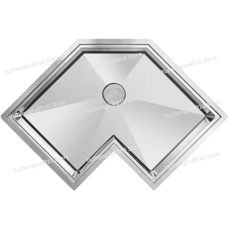 30 Inch Satin Brush Kitchen Under Mount Corner Sink Gold Finish 16 Gauge Stainless Steel Workstation Corner Kitchen Sink