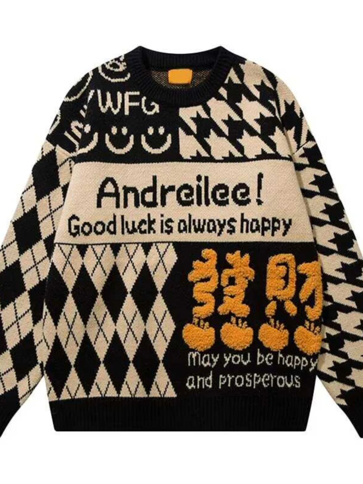 

Красный вязаный свитер унисекс свободного кроя в американском стиле, утепленный, с оригинальным дизайном, для зимы